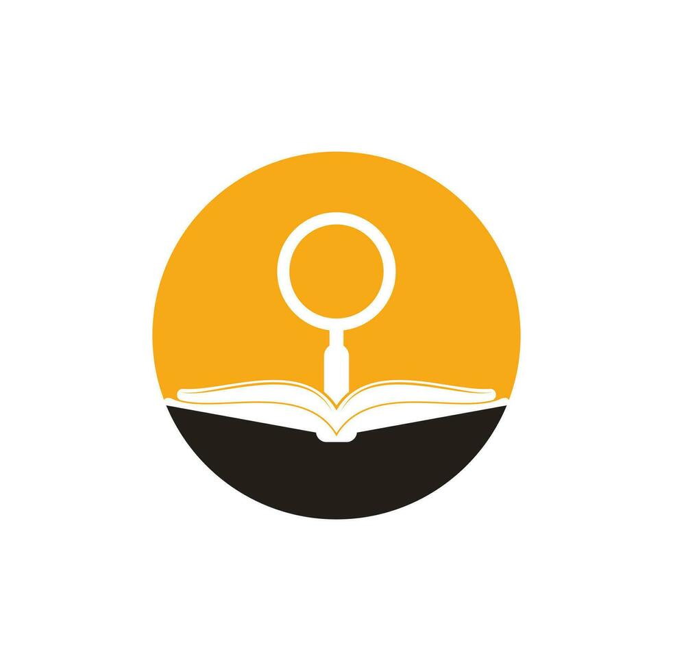 Buchsuche-Logo-Vorlage-Design-Vektor. Designvorlage für das Buchlogo finden. Buchsymbol mit Lupenkombination vektor