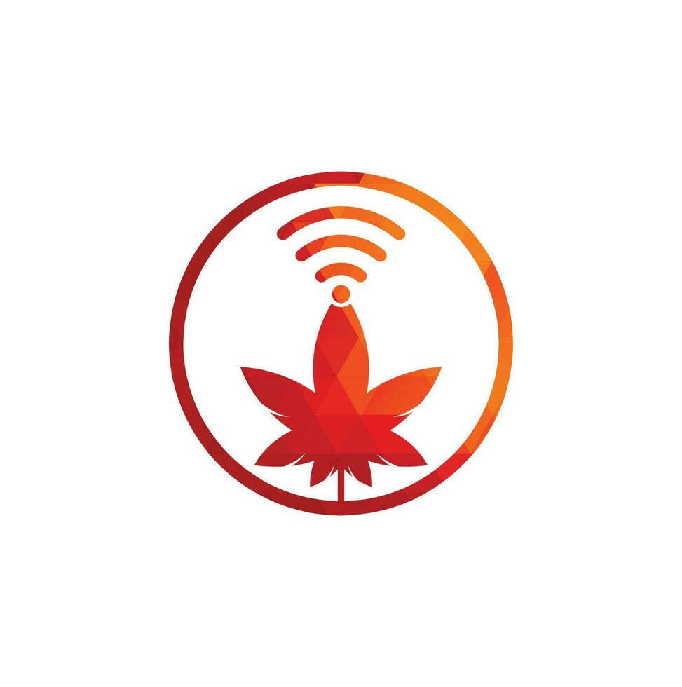 Design des Cannabis-WLAN-Vektorlogos. Hanf- und Signalsymbol oder -symbol. vektor