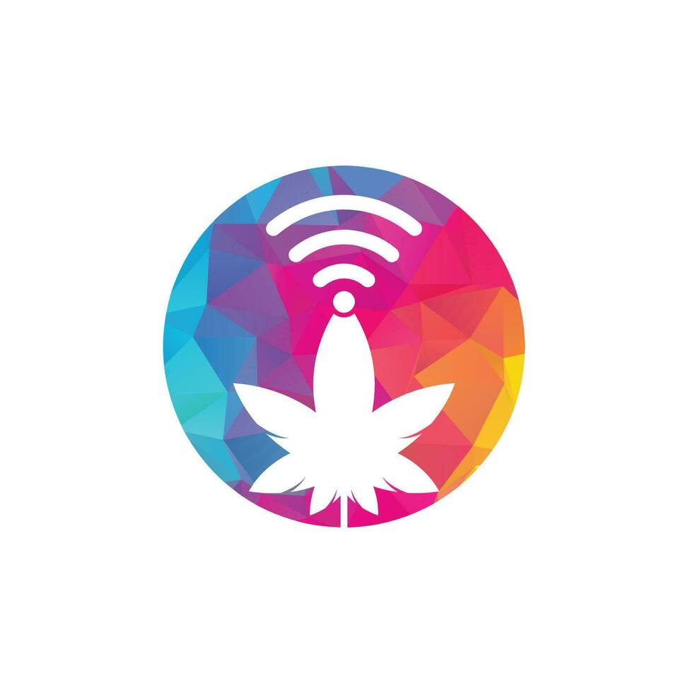 Design des Cannabis-WLAN-Vektorlogos. Hanf- und Signalsymbol oder -symbol. vektor