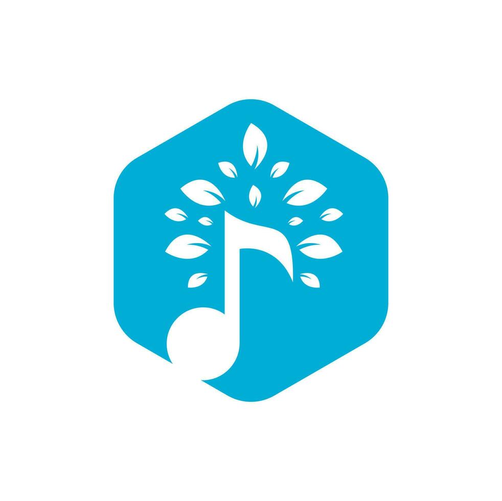 Musikbaum-Logo-Design. Musik- und Öko-Symbol oder -Symbol. Musiknotensymbol kombiniert mit Baumformsymbol vektor