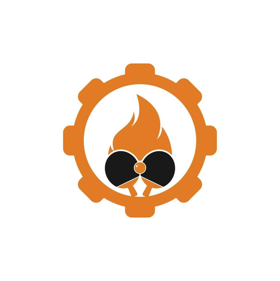 Design-Vorlage für Feuer-Ping-Pong-Ausrüstungsform-Logo-Symbol. Tischtennis, Ping-Pong-Vektorsymbol vektor