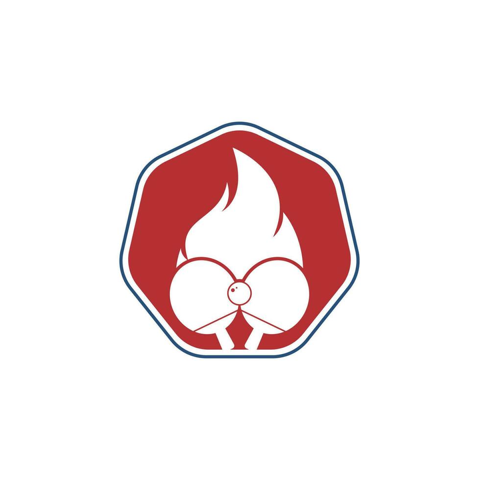 Feuer- und Ping-Pong-Logo-Icon-Design-Vorlage. Tischtennis, Ping-Pong-Vektorsymbol. vektor