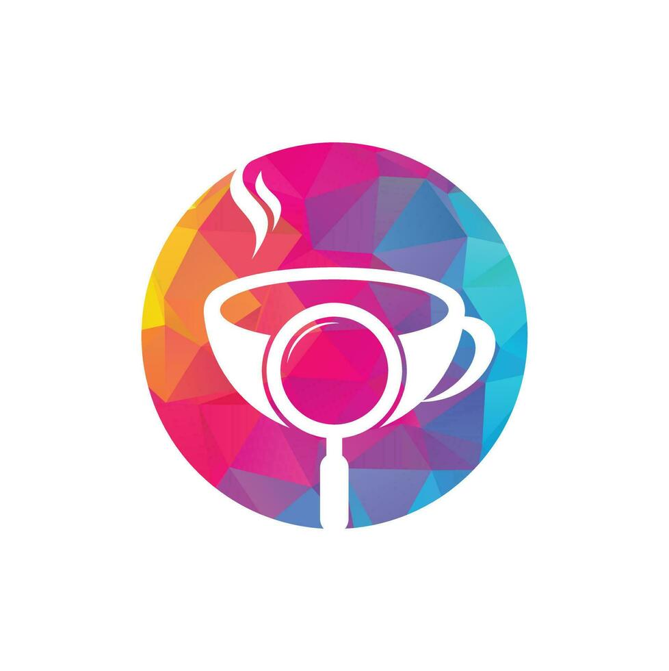 Sök kaffe logotyp mall design vektor. kaffe förstorande glas logotyp mall vektor. vektor