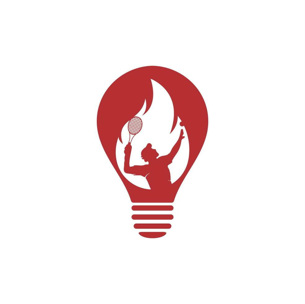 brand och tennis spelare Glödlampa form logotyp ikon design mall. tennis sporter vektor logotyp design.