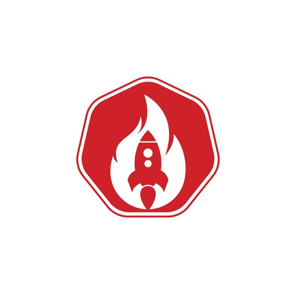 Raketenfeuer-Logo-Design. Feuer- und Raketenlogo-Kombination. Flammen- und Flugzeugsymbol oder -symbol. vektor