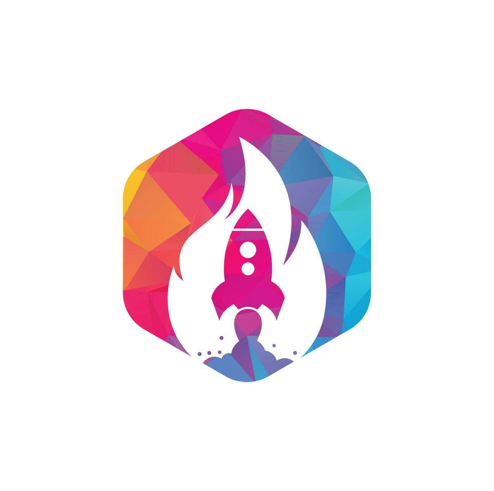 Raketenfeuer-Logo-Design. Feuer- und Raketenlogo-Kombination. Flammen- und Flugzeugsymbol oder -symbol. vektor