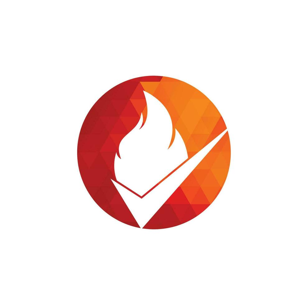 Brandschutz-Vektor-Logo-Design-Vorlage. Feuer- und Häkchen-Icon-Design. vektor
