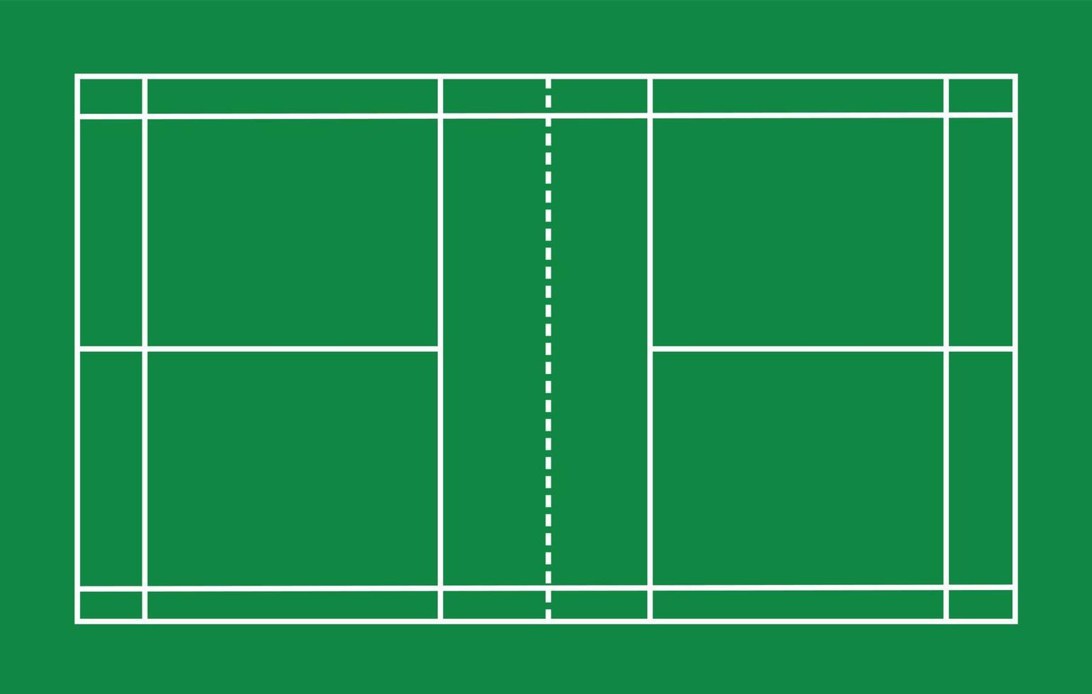 grüner Badmintonplatz auf weißem Hintergrund. Zeichen für Badmintonplatz. grünes Gerichtssymbol. flacher Stil. vektor