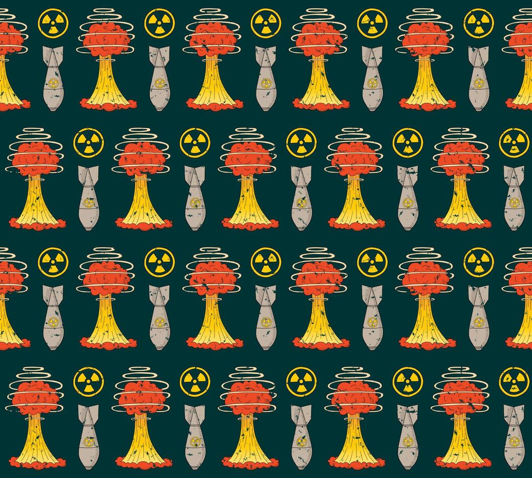 Smaragdvektor nahtloses Muster mit Elementen des Atomkriegs vektor
