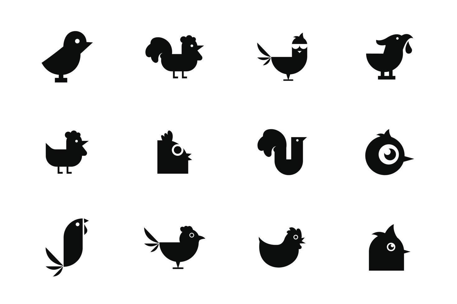 uppsättning av kyckling vektorer ikon