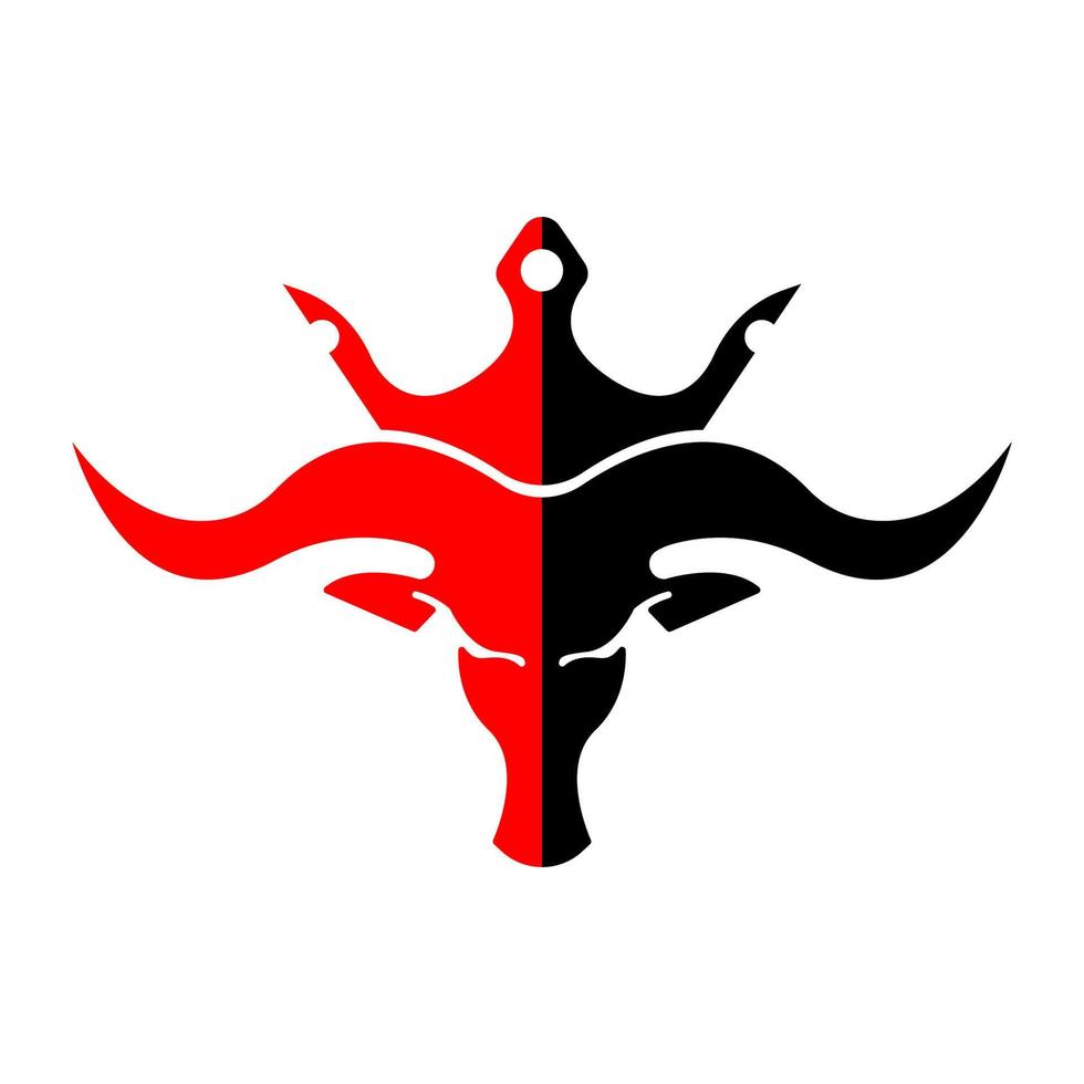 Illustration eines schwarzen und roten Stierkopf-Symbols vektor