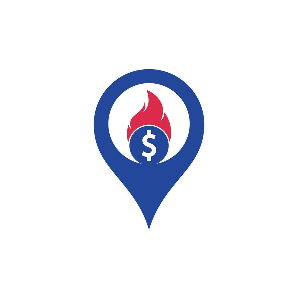 Feuer Geld gps Form Konzept Logo-Design-Vorlage. Geld-Feuer-Logo-Vorlage vektor