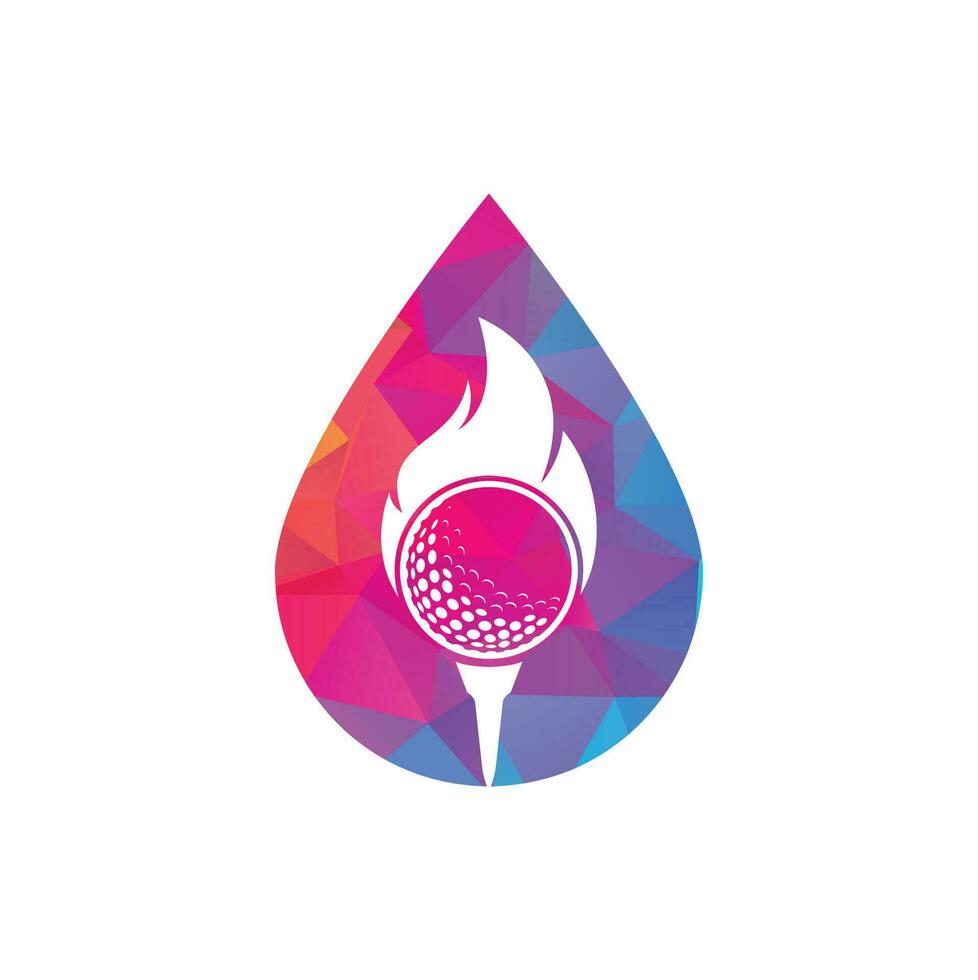 Golf Feuertropfenform Konzept Logo Template Design Vektor. Feuer- und Golfball-Logo-Design-Ikone. vektor