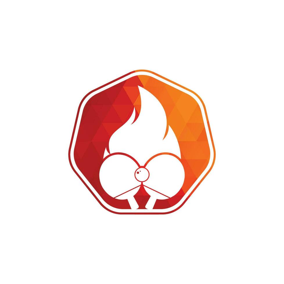 Feuer- und Ping-Pong-Logo-Icon-Design-Vorlage. Tischtennis, Ping-Pong-Vektorsymbol. vektor