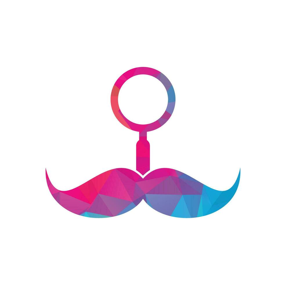 Sök mustasch logotyp design mall. mustasch och lupp för en detektiv- spionera logotyp design. vektor