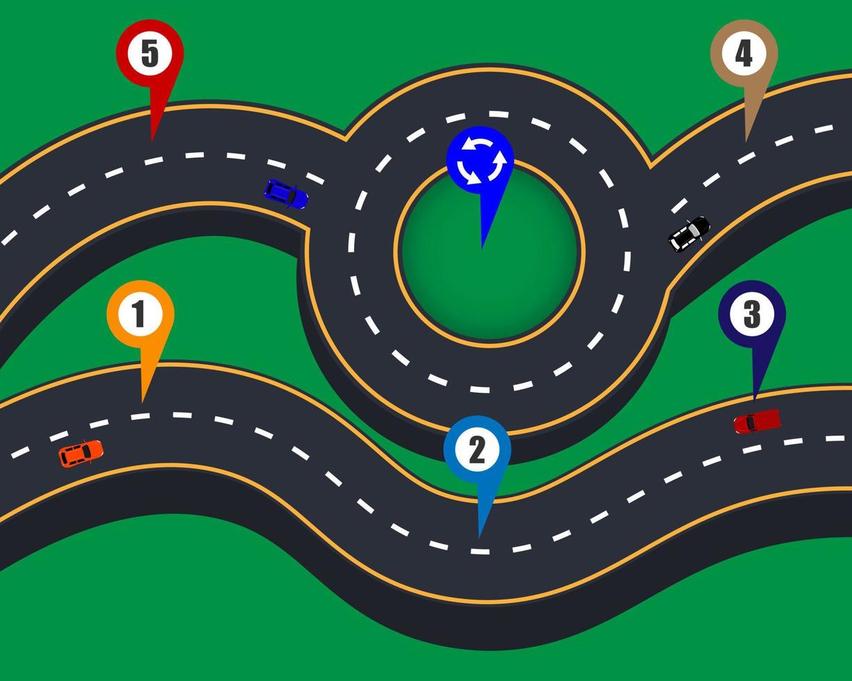 entwurf von straßeninfografikmustern mit kennzeichnung von autos und schildern vektor