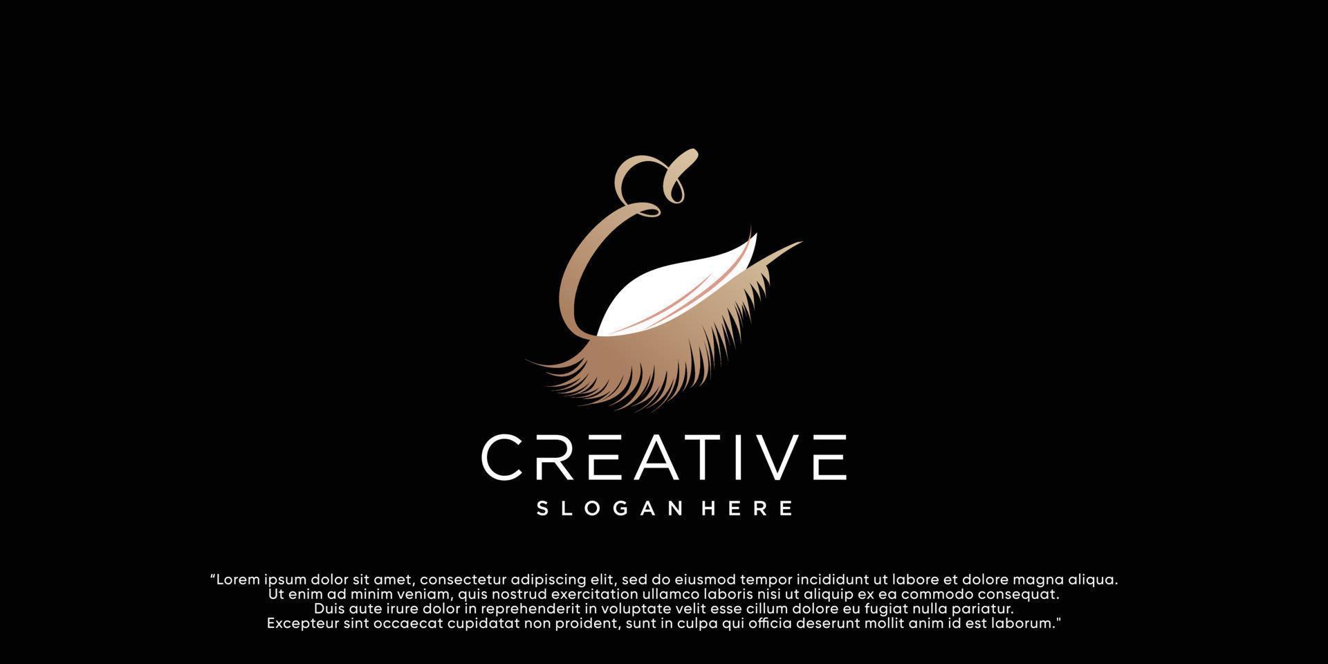 brev e logotyp design med kreativ begrepp premie vektor