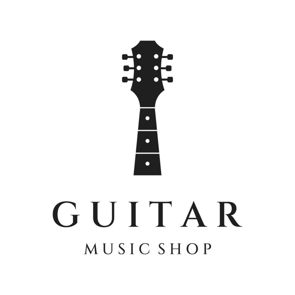 Logo-Design für einfache Gitarrenmusikinstrumente, Musik, Bands, Live-Musik und Akustik, Nachtclubs. vektor