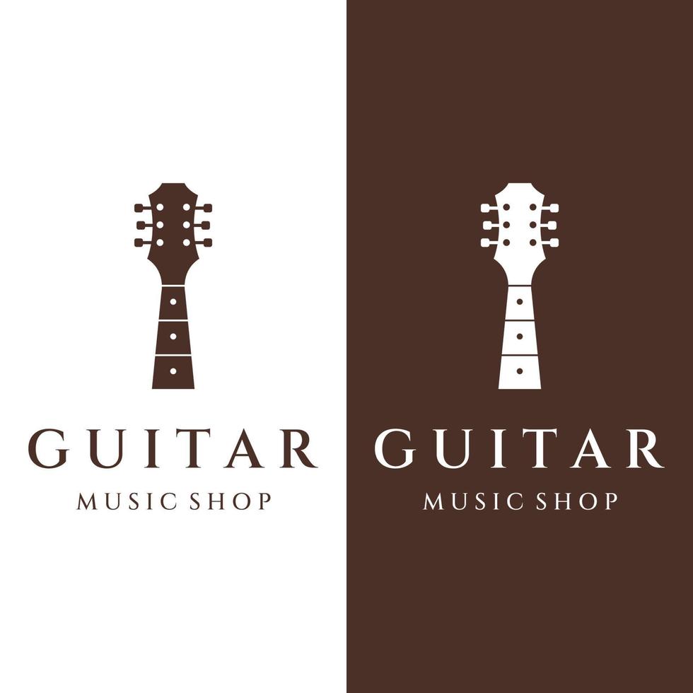 Logo-Design für einfache Gitarrenmusikinstrumente, Musik, Bands, Live-Musik und Akustik, Nachtclubs. vektor