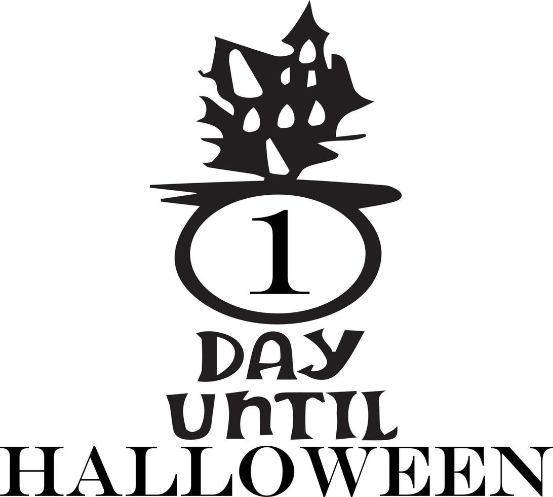 1 Tag bis Halloween, schlichtes Design in Schwarz vektor