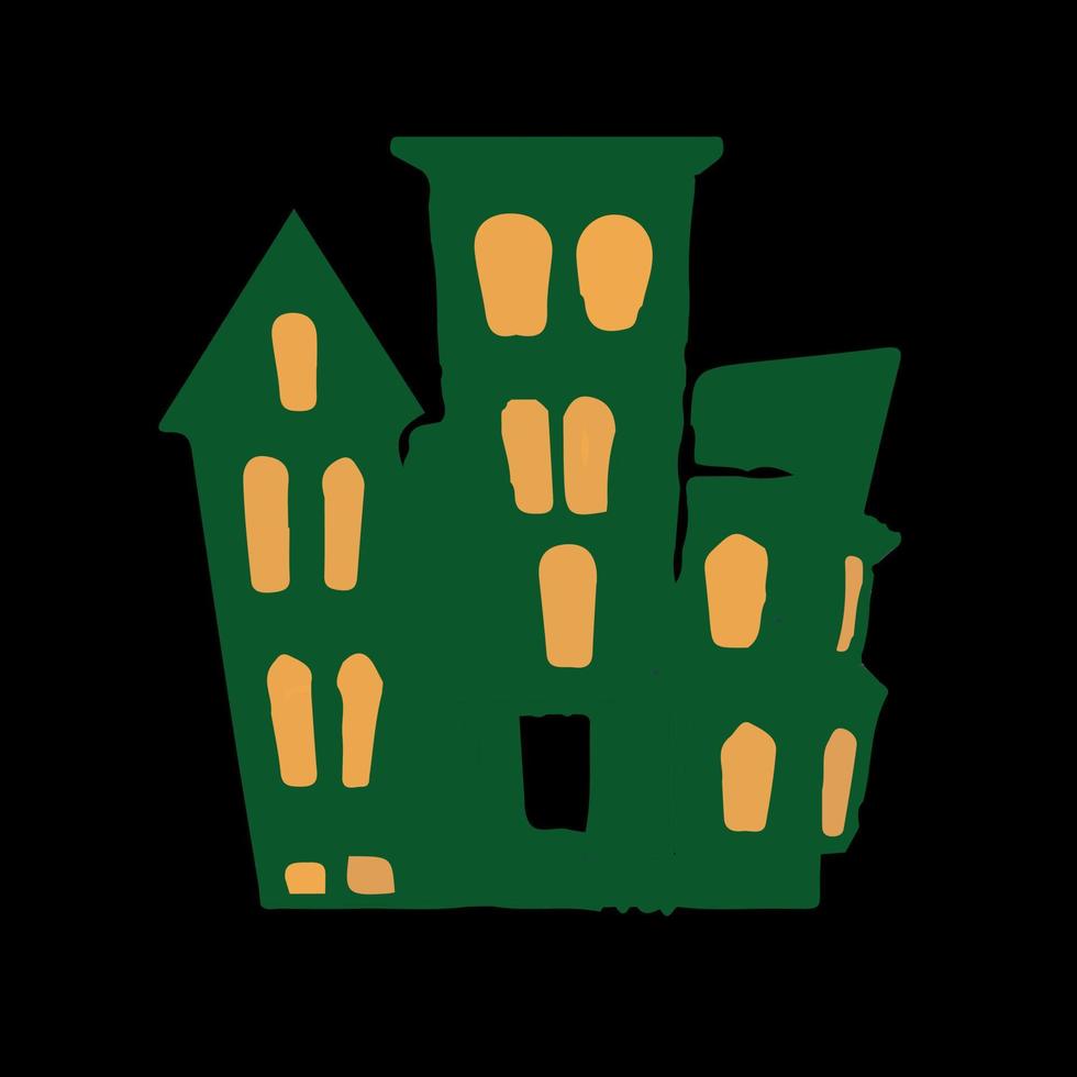 besatt hus design tillverkad med grön och gul element , på en svart bakgrund vektor