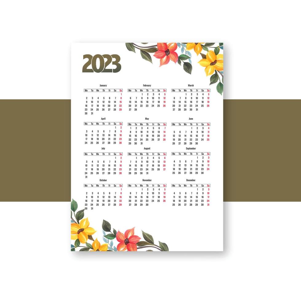 kalender2023 Broschürenvorlage für Blumendesign vektor
