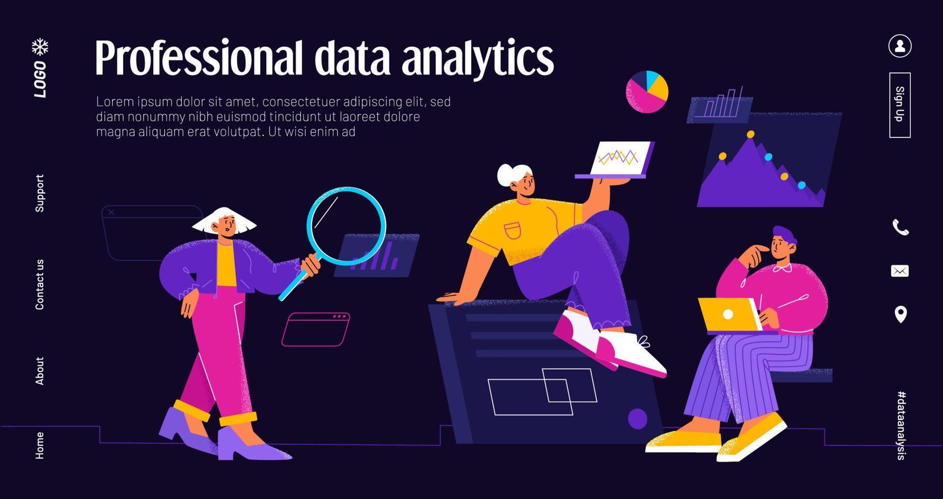 Banner für professionelle Datenanalyse vektor