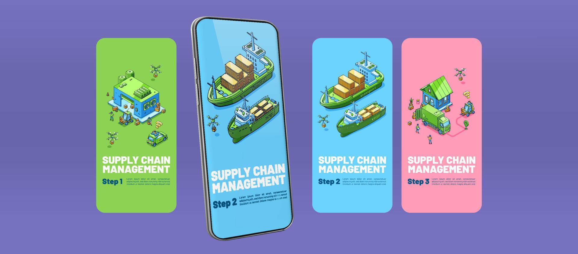 tillförsel kedja förvaltning mobil app ombord skärm vektor