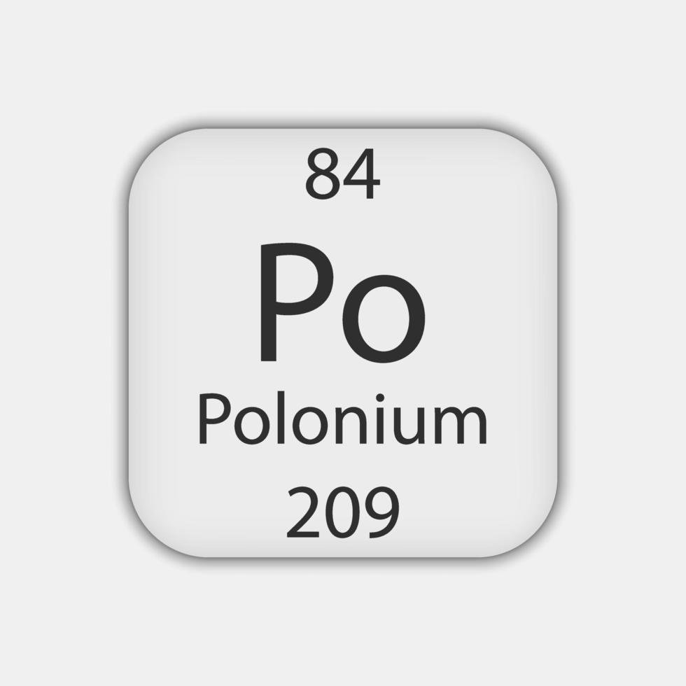 polonium symbol. kemiskt element i det periodiska systemet. vektor illustration.