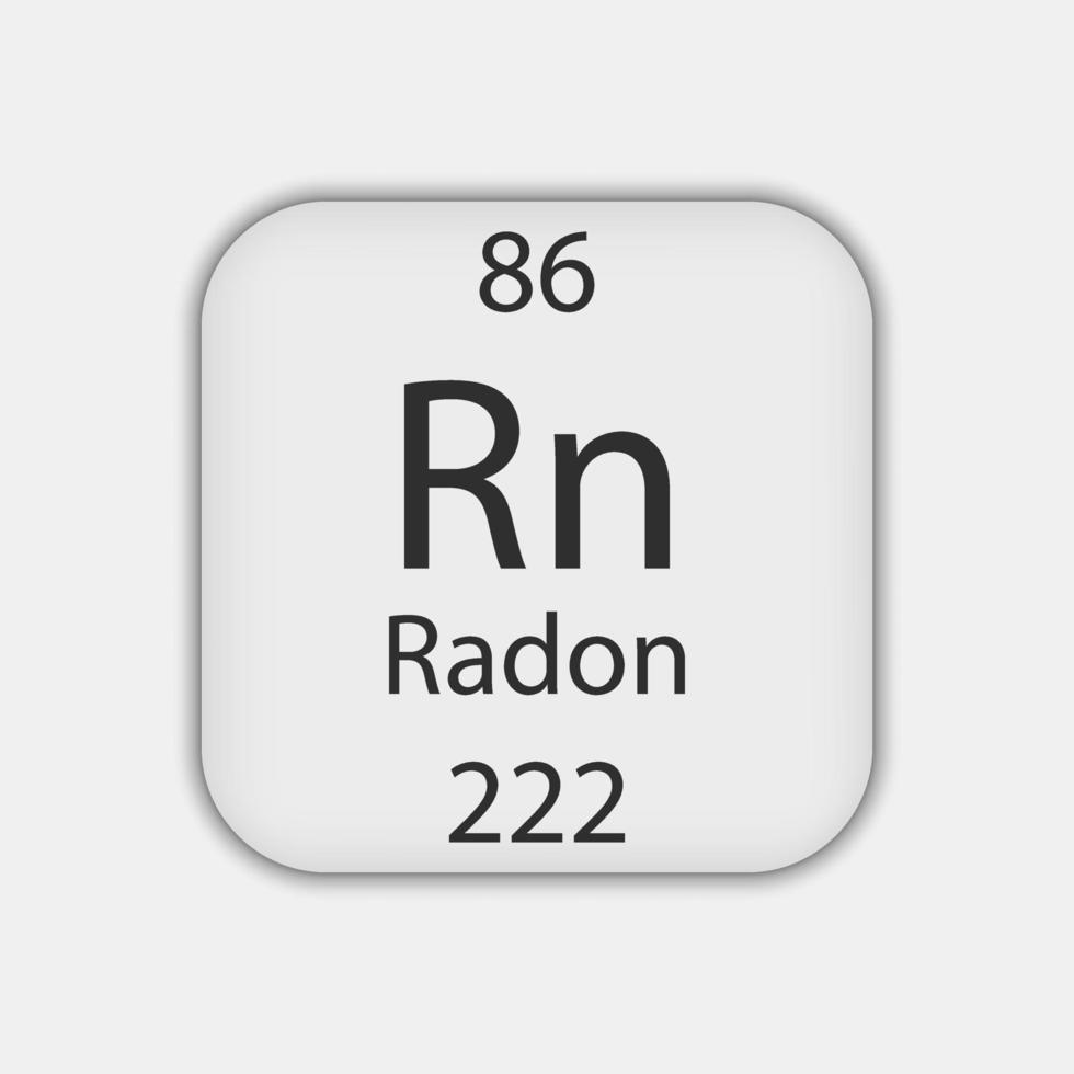 radon symbol. kemiskt element i det periodiska systemet. vektor illustration.