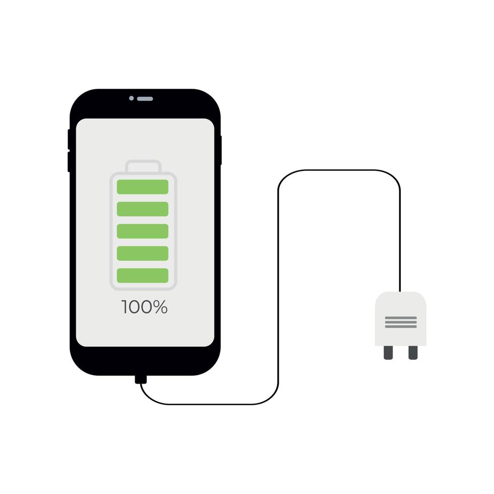 de ikon av de telefon och laddare. en telefon laddare. nivå indikator. fullt laddad vektor