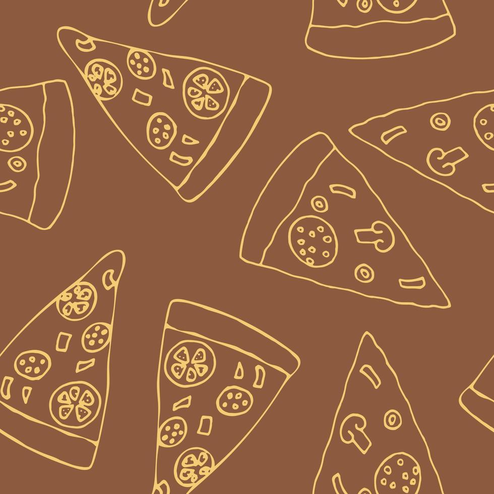 pizza sömlös mönster hand dragen i klotter stil. lämplig för meny, förpackning, omslag papper, tapet, bakgrund, textil, digital papper. , scandinavian minimalism svartvit vektor