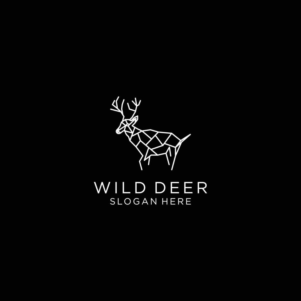 flacher Vektor der Designvorlage für das Wildhirsch-Logo-Symbol