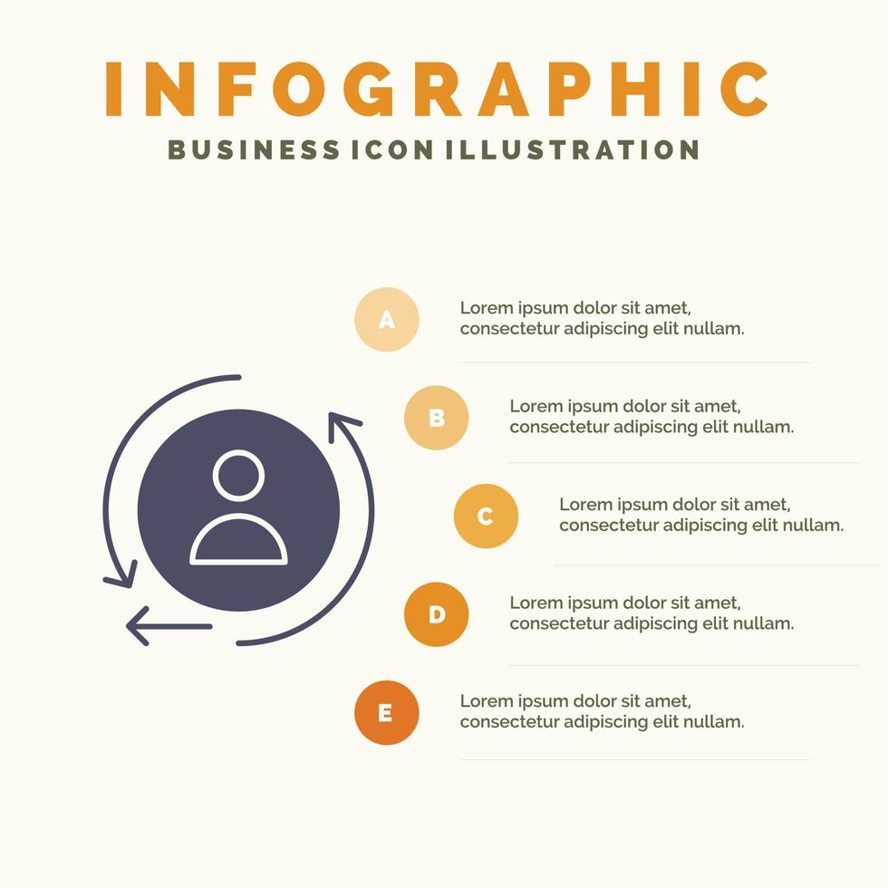 digitales Marketing Remarketing solides Symbol Infografiken 5 Schritte Präsentationshintergrund vektor