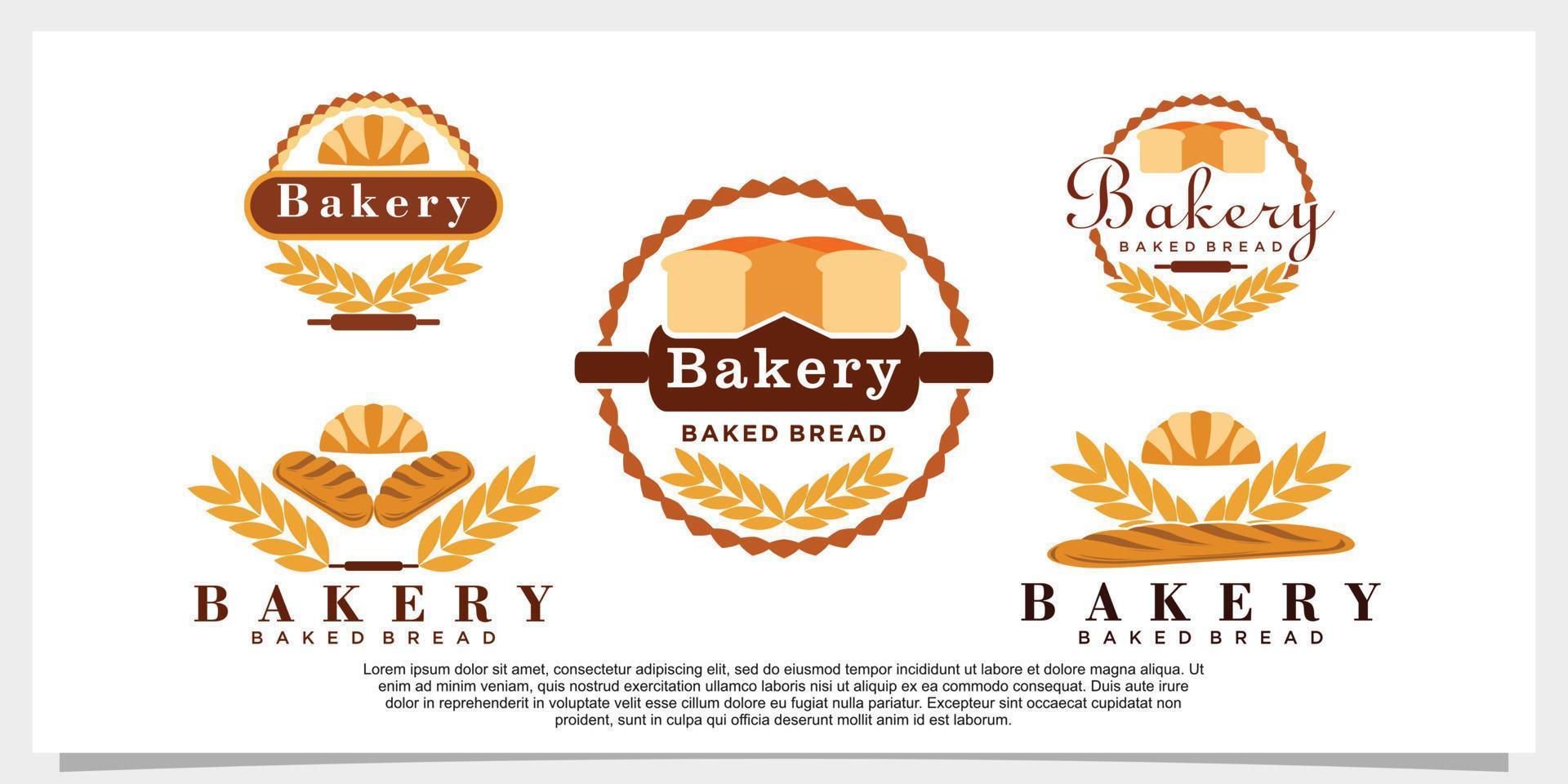 satz von bäckereikuchen logo design illustration für bäckerei shop symbol mit kreativem konzept premium vektor