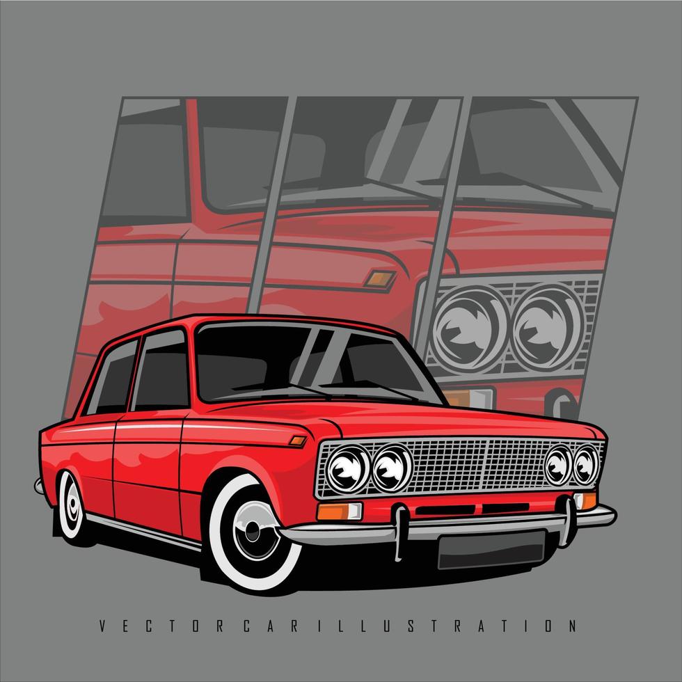 röd årgång bil illustration, klar formatera eps 10 vektor