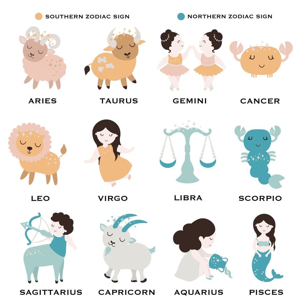 himmelsk bebis zodiaken tecken. söt vektor astrologi karaktär