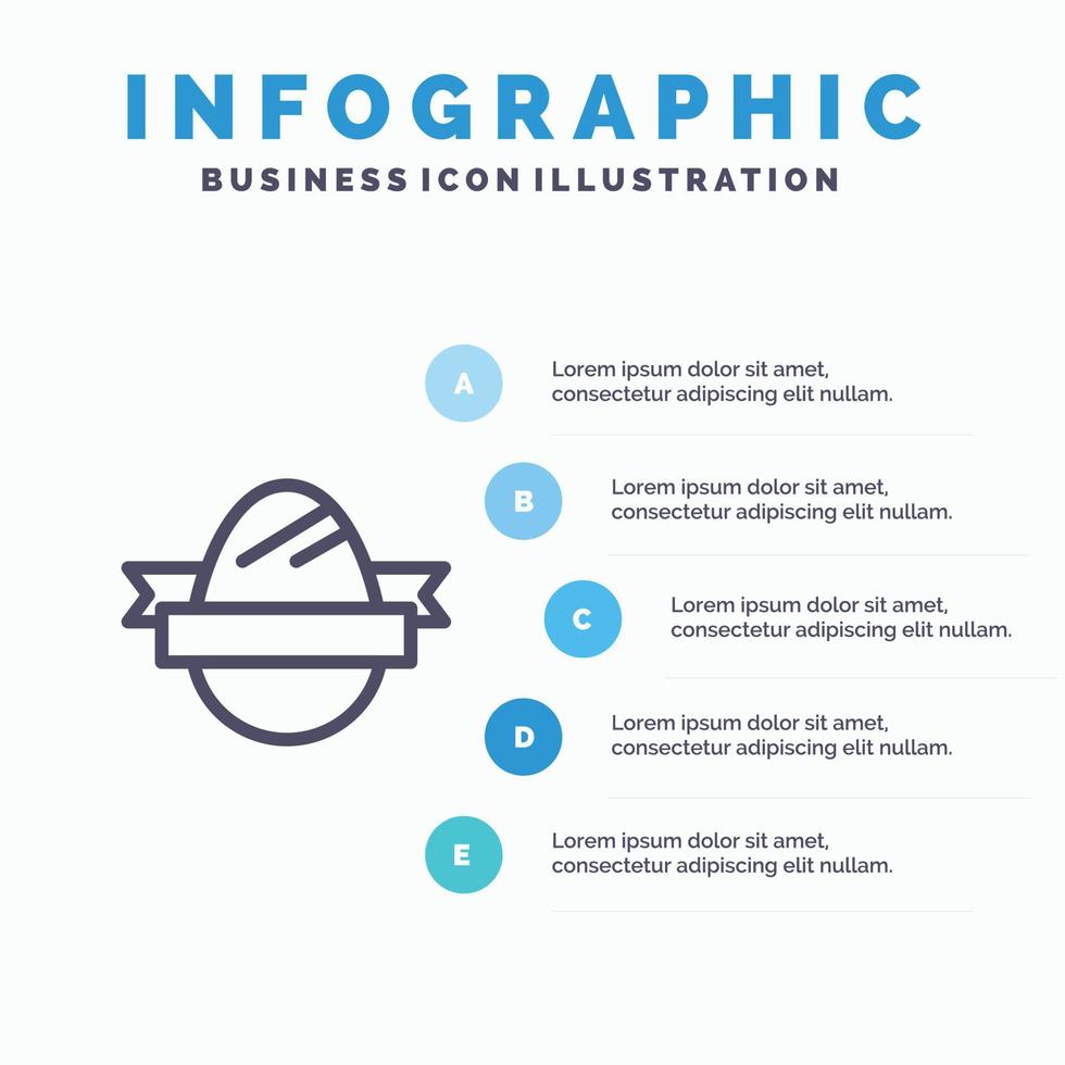 påsk ägg ägg Semester högtider linje ikon med 5 steg presentation infographics bakgrund vektor