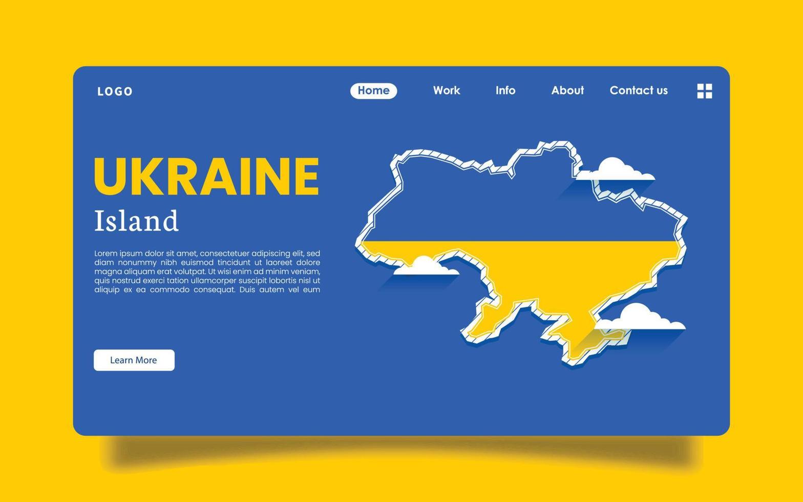 Landing Page - ukrainische Insel- oder Länderkarte, detaillierte Illustration der Vektorgrenze mit einem niedlichen Thema für Kinder. Die Ukraine ist eines der Länder in Europa. vektor