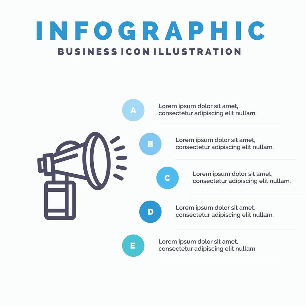 Luftattribut kann Fan Horn Liniensymbol mit 5 Schritten Präsentation Infografiken Hintergrund vektor