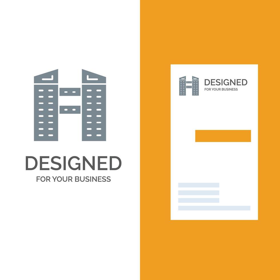 byggnader stad konstruktion grå logotyp design och företag kort mall vektor