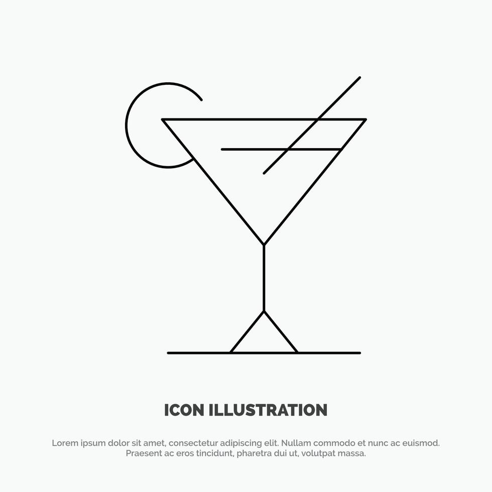 cocktail juice citron- vektor linje ikon