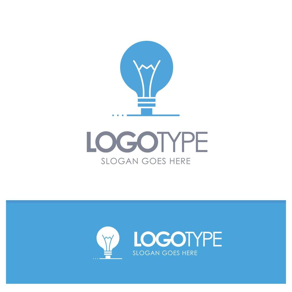 Idee, Innovation, Erfindung, Glühbirne, blaues solides Logo mit Platz für Slogan vektor