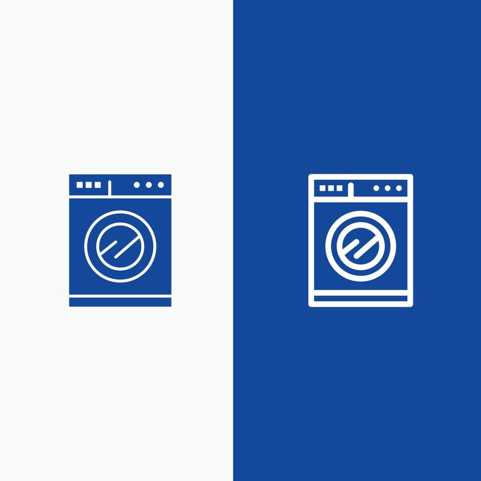 Küchenmaschine Wäscheleine und Glyphe festes Symbol blaues Banner vektor