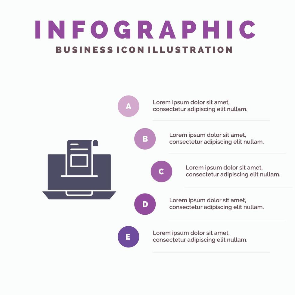 E-Mail-Kommunikation E-Mails Umschlag Brief E-Mail Nachricht festes Symbol Infografiken Präsentation in 5 Schritten vektor