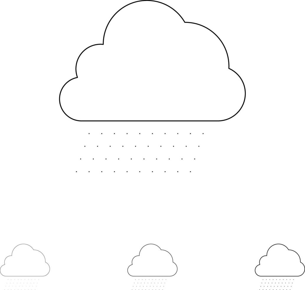 Himmel, Regen, Wolke, Natur, Frühling, fett und dünn, schwarze Linie, Symbolsatz vektor