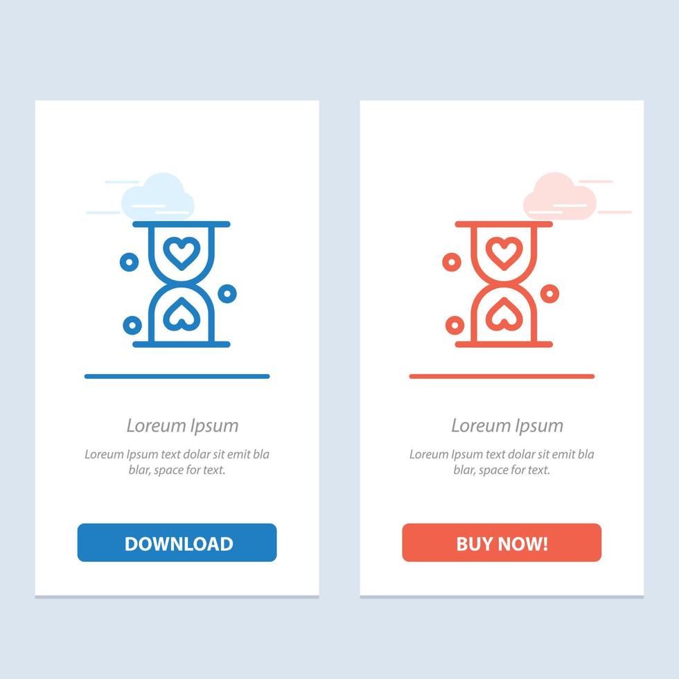 herz sanduhr glas stunde warten blau und rot jetzt herunterladen und kaufen web-widget-kartenvorlage vektor