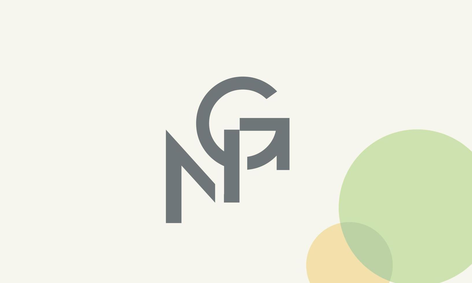 alphabet buchstaben initialen monogramm logo ng, gn, n und g vektor
