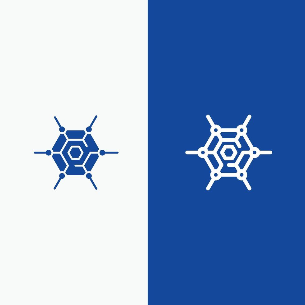 Dezentralisierte Netzwerktechnologie Linie und Glyphe solides Symbol blaues Banner Linie und Glyphe solides Symbol blu vektor