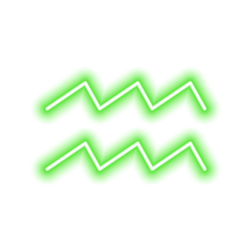 grünes neontierkreiszeichen wassermann auf weiß. Vorhersagen, Astrologie, Horoskop. vektor